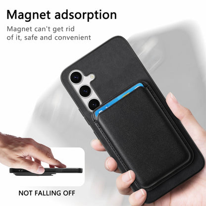 For Samsung Galaxy S25+ 5G Retro Magsafe Card Bag PU Back Cover Phone Case(Black) by buy2fix
