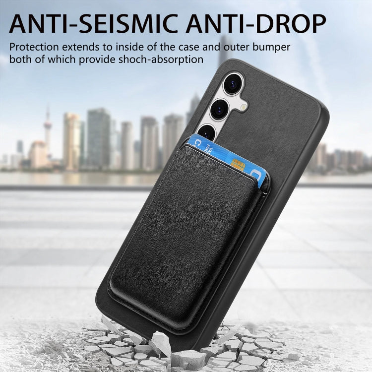 For Samsung Galaxy S25+ 5G Retro Magsafe Card Bag PU Back Cover Phone Case(Black) by buy2fix