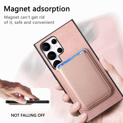 For Samsung Galaxy S25 Ultra 5G Retro Magsafe Card Bag PU Back Cover Phone Case(Pink) by buy2fix