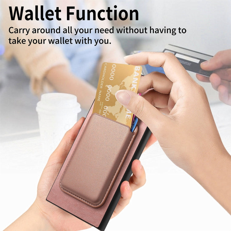For Samsung Galaxy S25 Ultra 5G Retro Magsafe Card Bag PU Back Cover Phone Case(Pink) by buy2fix
