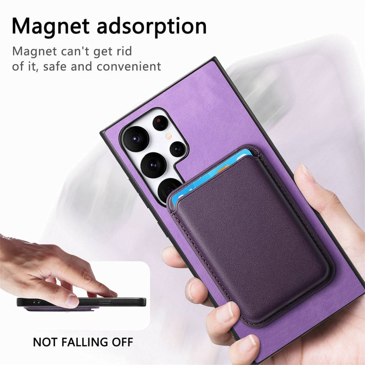 For Samsung Galaxy S25 Ultra 5G Retro Magsafe Card Bag PU Back Cover Phone Case(Purple) by buy2fix