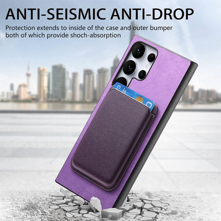 For Samsung Galaxy S25 Ultra 5G Retro Magsafe Card Bag PU Back Cover Phone Case(Purple) by buy2fix
