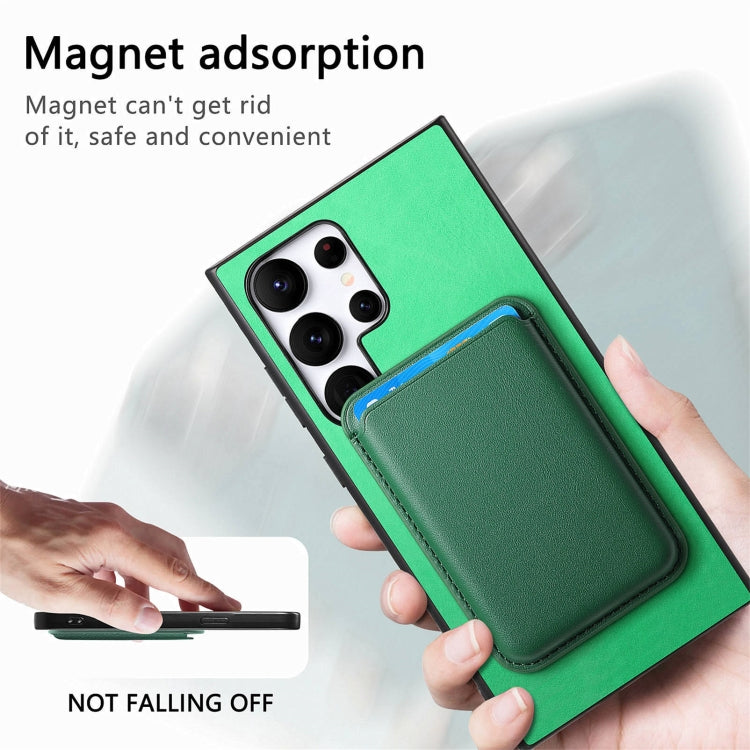 For Samsung Galaxy S25 Ultra 5G Retro Magsafe Card Bag PU Back Cover Phone Case(Green) by buy2fix