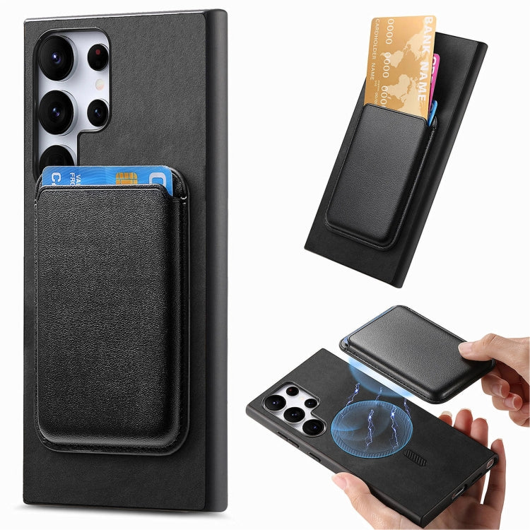 For Samsung Galaxy S25 Ultra 5G Retro Magsafe Card Bag PU Back Cover Phone Case(Black) by buy2fix