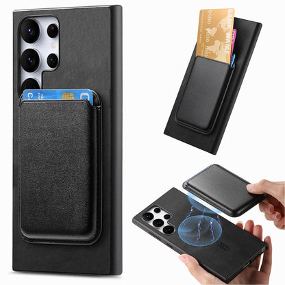 For Samsung Galaxy S25 Ultra 5G Retro Magsafe Card Bag PU Back Cover Phone Case(Black) by buy2fix