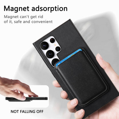For Samsung Galaxy S25 Ultra 5G Retro Magsafe Card Bag PU Back Cover Phone Case(Black) by buy2fix