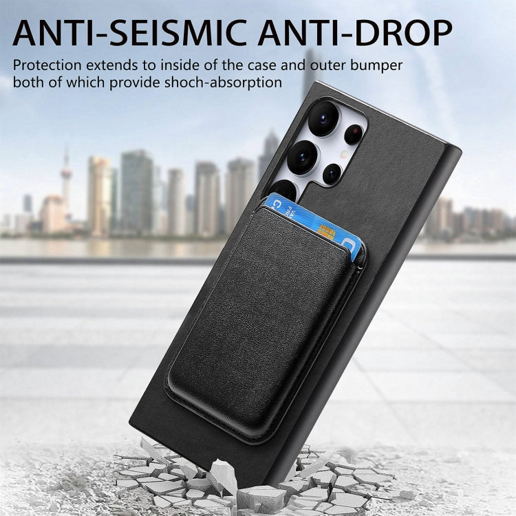 For Samsung Galaxy S25 Ultra 5G Retro Magsafe Card Bag PU Back Cover Phone Case(Black) by buy2fix