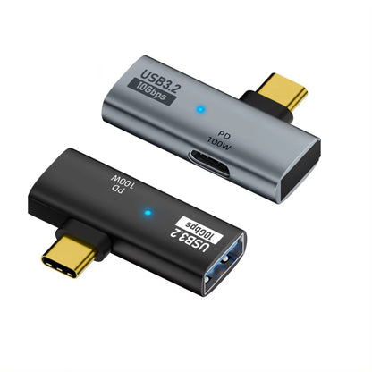 USB-C / Type-C Male to Type-C + USB3.2 Female 10Gbps Data OTG Converter PD 100W Charging Adapter(Black) - OTG Adapter by buy2fix | Online Shopping UK | buy2fix