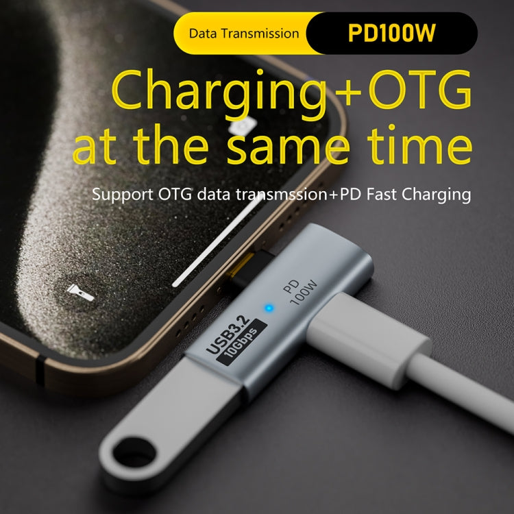 USB-C / Type-C Male to Type-C + USB3.2 Female 10Gbps Data OTG Converter PD 100W Charging Adapter(Black) - OTG Adapter by buy2fix | Online Shopping UK | buy2fix