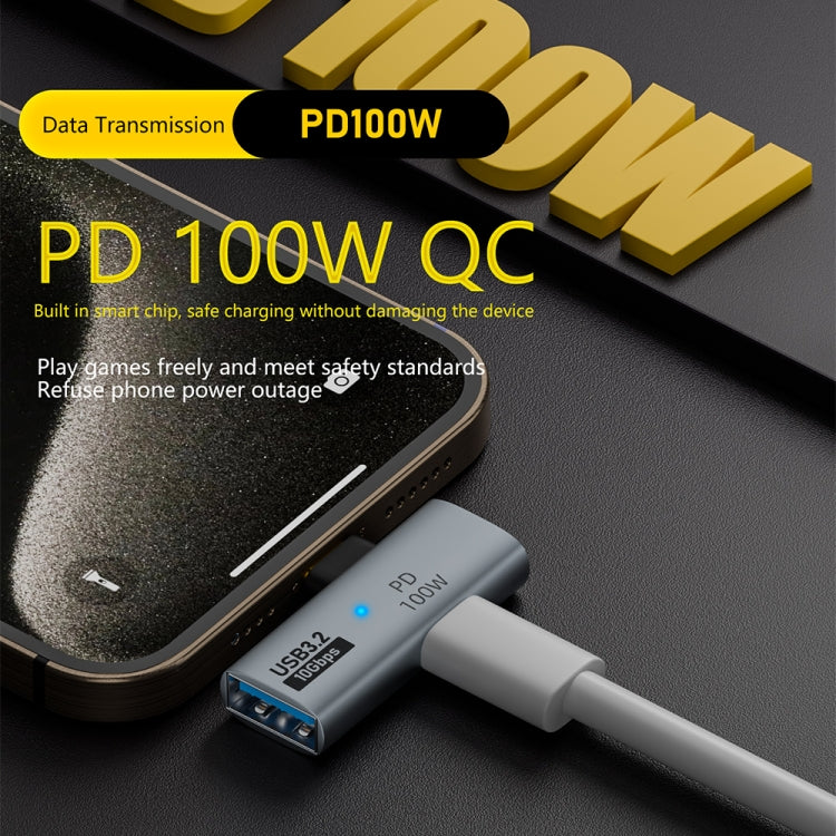 USB-C / Type-C Male to Type-C + USB3.2 Female 10Gbps Data OTG Converter PD 100W Charging Adapter(Black) - OTG Adapter by buy2fix | Online Shopping UK | buy2fix