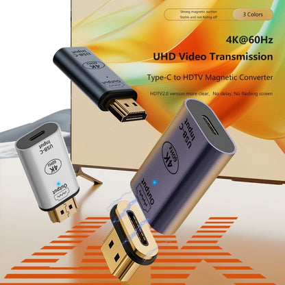Type-C Female to HDMI 2.0 Male Converter Adapter 4K 60Hz HD Magnetic Plug(Silver) by buy2fix