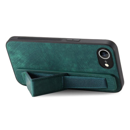 For iPhone 16e Retro Wristband Holder Leather Back Phone Case(Green) - iPhone 16e Cases by buy2fix | Online Shopping UK | buy2fix