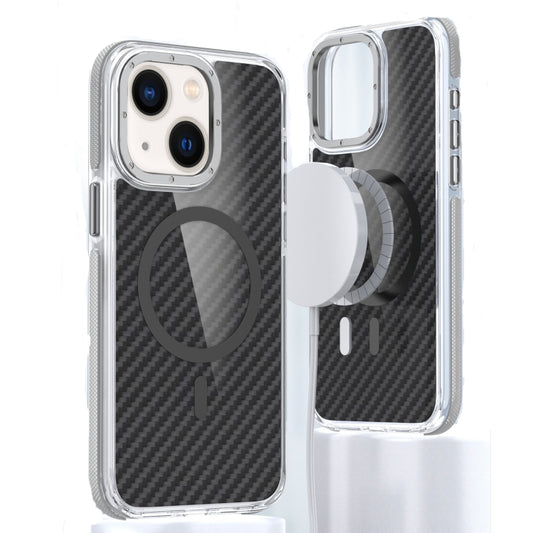 For iPhone 14 Magsafe Dual-Color Carbon Fiber Phone Case(Grey) by buy2fix
