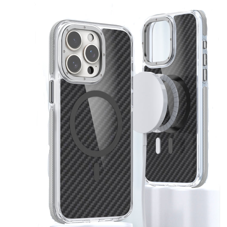 For iPhone 13 Pro Max Magsafe Dual-Color Carbon Fiber Phone Case(Grey) by buy2fix