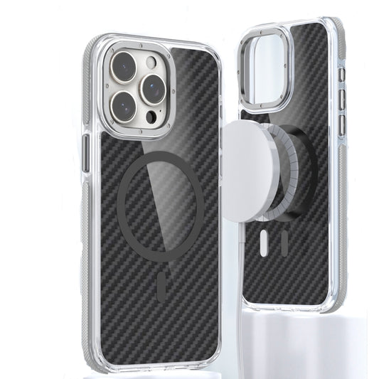 For iPhone 13 Pro Max Magsafe Dual-Color Carbon Fiber Phone Case(Grey) by buy2fix