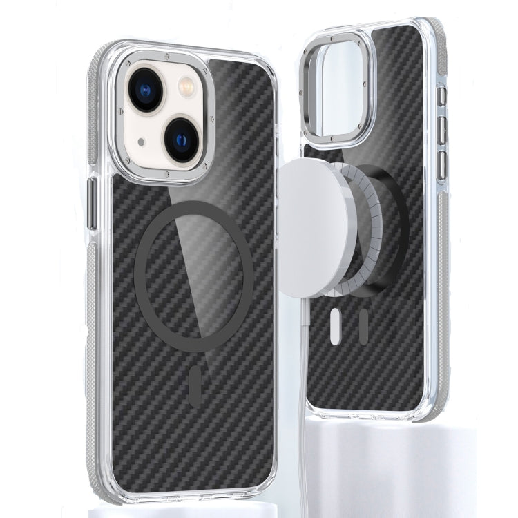 For iPhone 13 Magsafe Dual-Color Carbon Fiber Phone Case(Grey) by buy2fix