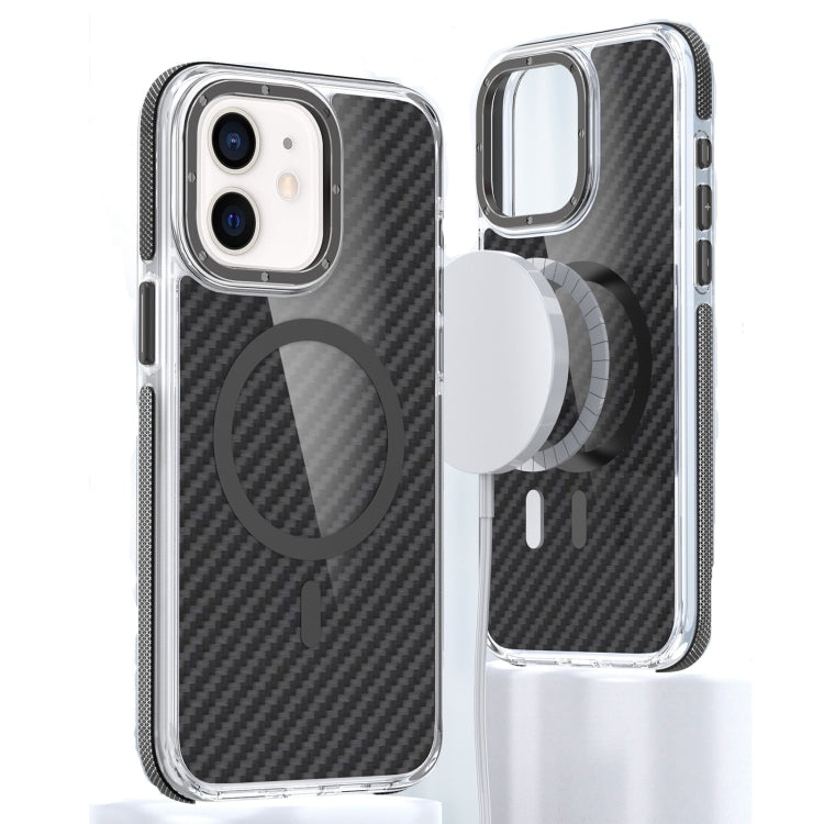 For iPhone 12 Magsafe Dual-Color Carbon Fiber Phone Case(Black) by buy2fix
