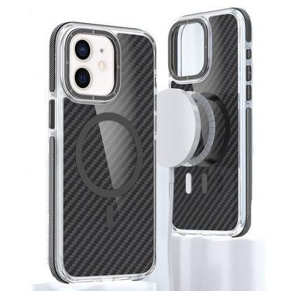 For iPhone 12 Magsafe Dual-Color Carbon Fiber Phone Case(Black) by buy2fix