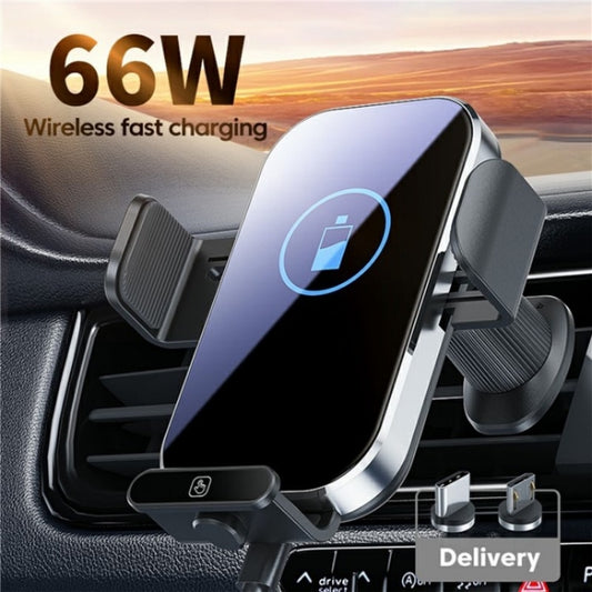 X10s Car Air Vent Hook 66W High Power Intelligent Induction Wireless Charger(Silver) - Wireless Charger Holders by buy2fix | Online Shopping UK | buy2fix