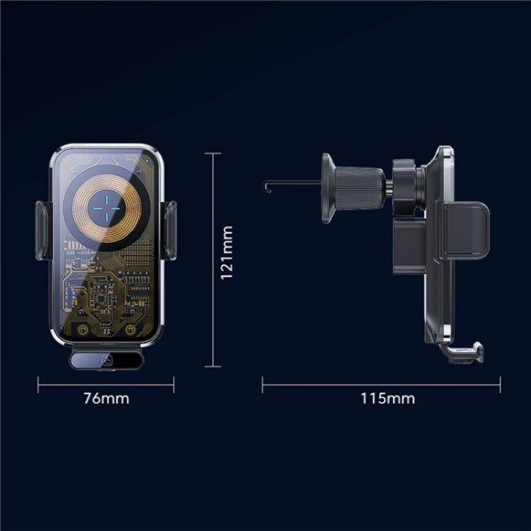 X11s 66W High Power Transparent Car Wireless Charger Phone Bracket(Titanium) - Wireless Charger Holders by buy2fix | Online Shopping UK | buy2fix