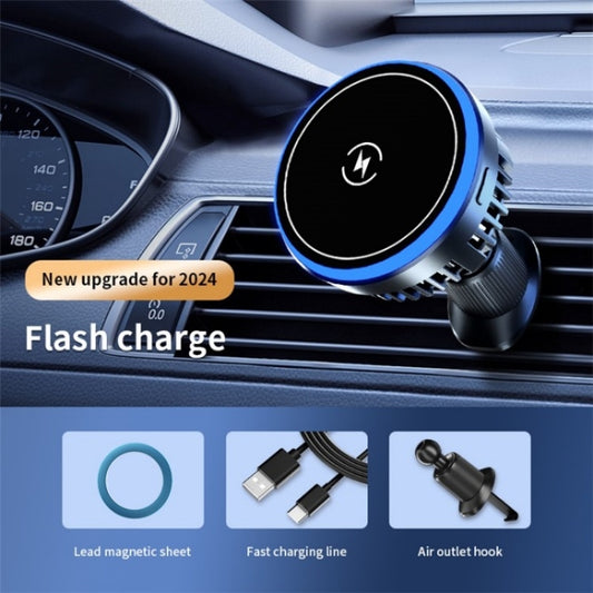 T1 With RGB Light Semiconductor Refrigeration Car Air Outlet Magnetic Wireless Charger - Wireless Charger Holders by buy2fix | Online Shopping UK | buy2fix
