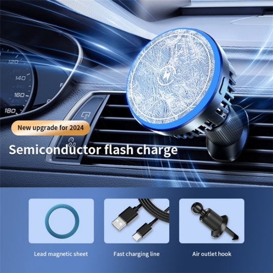 T2 Vehicle Air Vent Phone Charging Stand Magnetic Wireless Colorful Light Charger - Wireless Charger Holders by buy2fix | Online Shopping UK | buy2fix
