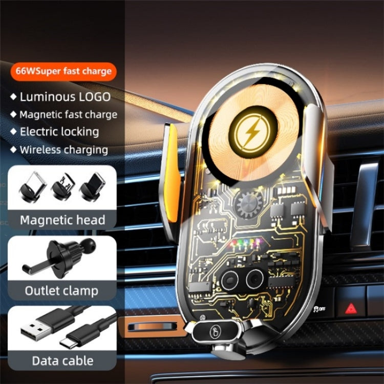 C23 66W Car Air Vent Phone Holder Wireless Charger(Grey) by buy2fix