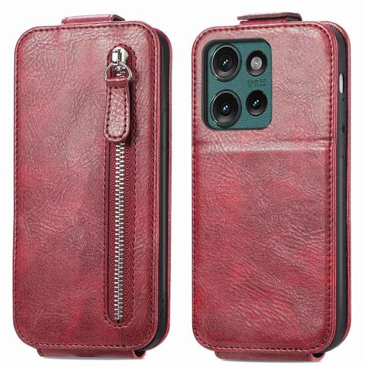 For Motorola Edge 2024 Zipper Wallet Vertical Flip Leather Phone Case(Red) by buy2fix