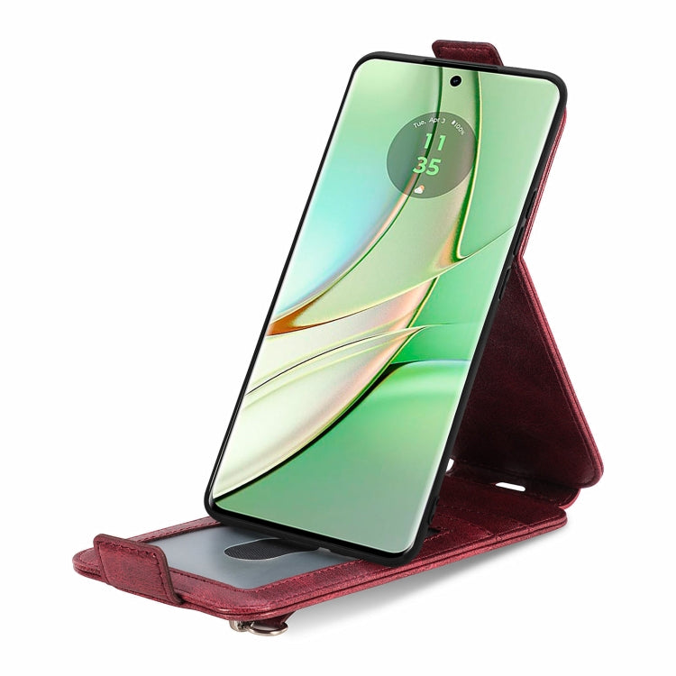 For Motorola Edge 2024 Zipper Wallet Vertical Flip Leather Phone Case(Red) by buy2fix