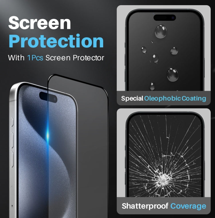For iPhone 15 Pro NORTHJO 3 in 1 Clear Phone Case with Screen Film + Rear Lens Film - iPhone 15 Pro Cases by NORTHJO | Online Shopping UK | buy2fix