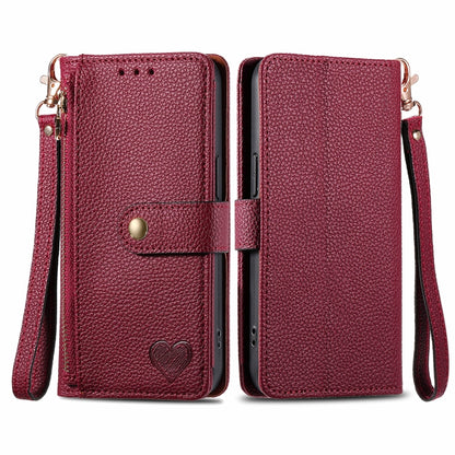 For Motorola Moto G Play 2024 Love Zipper Lanyard Leather Phone Case(Red) by buy2fix