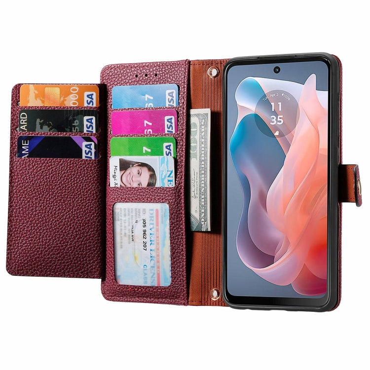 For Motorola Moto G Play 2024 Love Zipper Lanyard Leather Phone Case(Red) by buy2fix