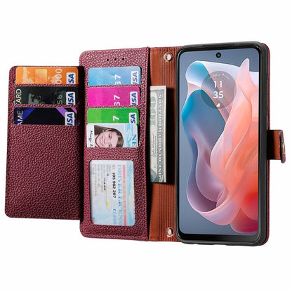 For Motorola Moto G Play 2024 Love Zipper Lanyard Leather Phone Case(Red) by buy2fix