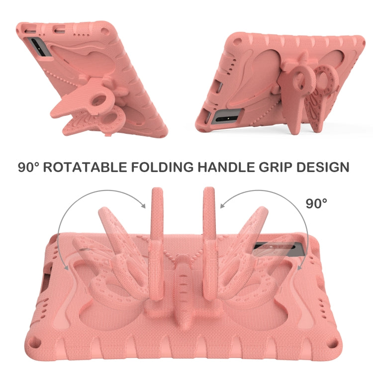 For Samsung Galaxy Tab S8 11 X700N Butterfly Bracket EVA Shockproof Tablet Case(Pink Orange) by buy2fix