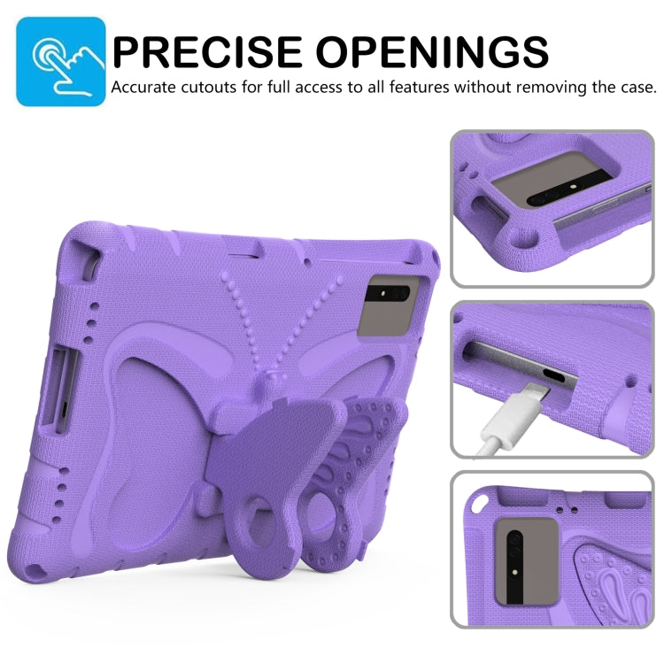 For Samsung Galaxy Tab S8 11 X700N Butterfly Bracket EVA Shockproof Tablet Case(Light Purple) by buy2fix