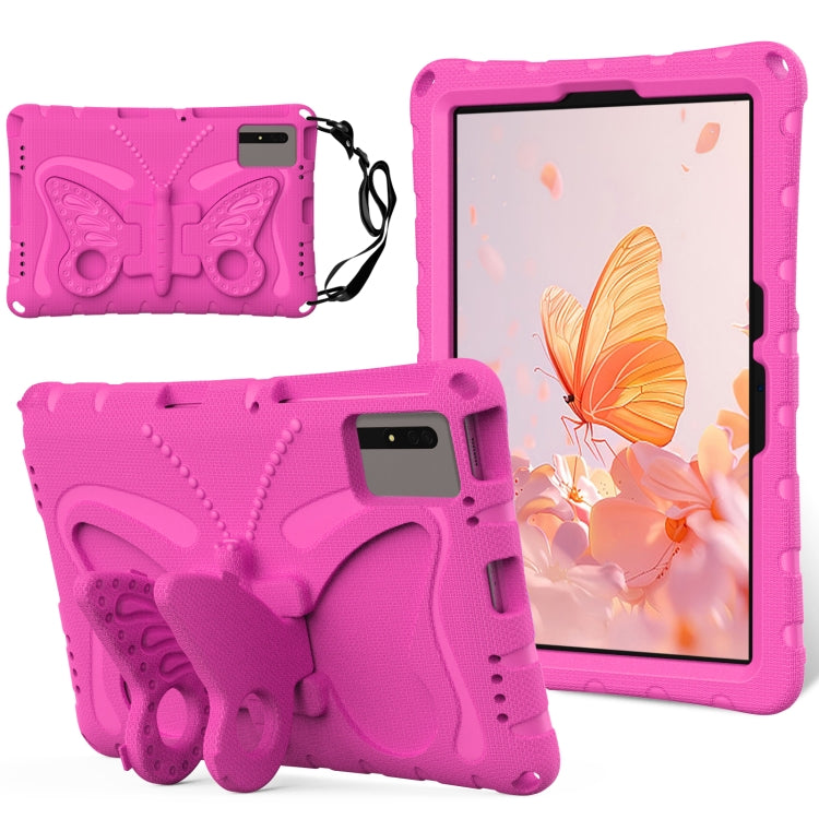 For Samsung Galaxy Tab S8 11 X700N Butterfly Bracket EVA Shockproof Tablet Case(Rose Red) by buy2fix