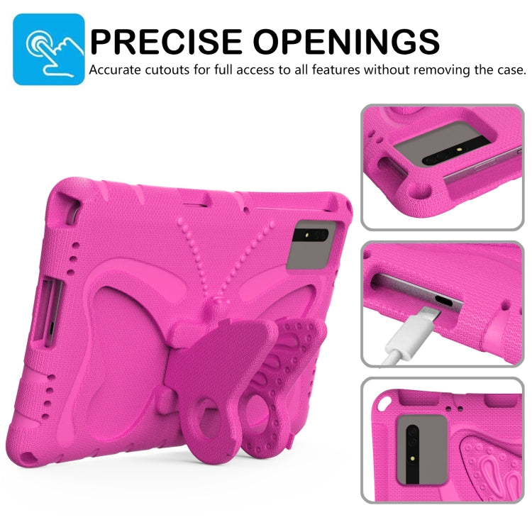For Samsung Galaxy Tab S8 11 X700N Butterfly Bracket EVA Shockproof Tablet Case(Rose Red) by buy2fix