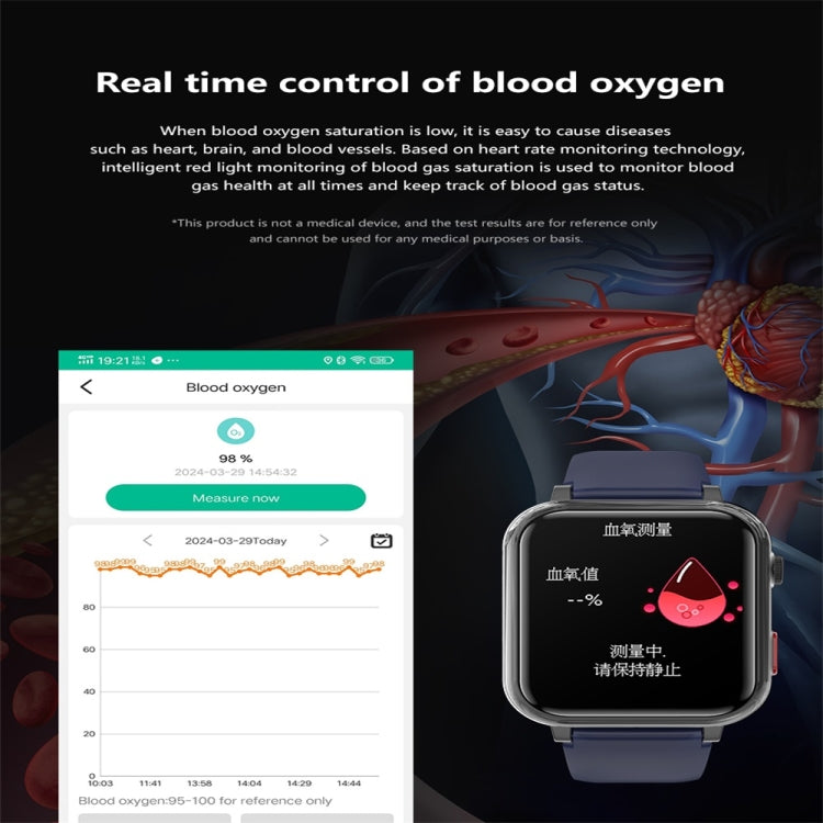 G18 1.83 inch Color Screen Smart Watch Silicone Strap, Support Noninvasive Blood Sugar / Uric Acid(Black) by buy2fix