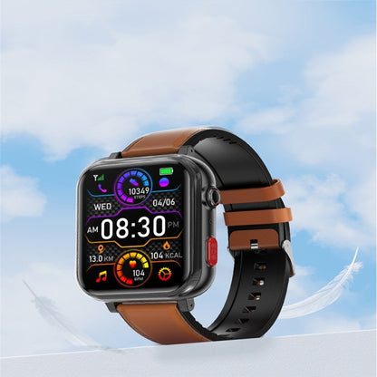 G18 1.83 inch Color Screen Smart Watch Leather Strap, Support Noninvasive Blood Sugar / Uric Acid(Brown) by buy2fix