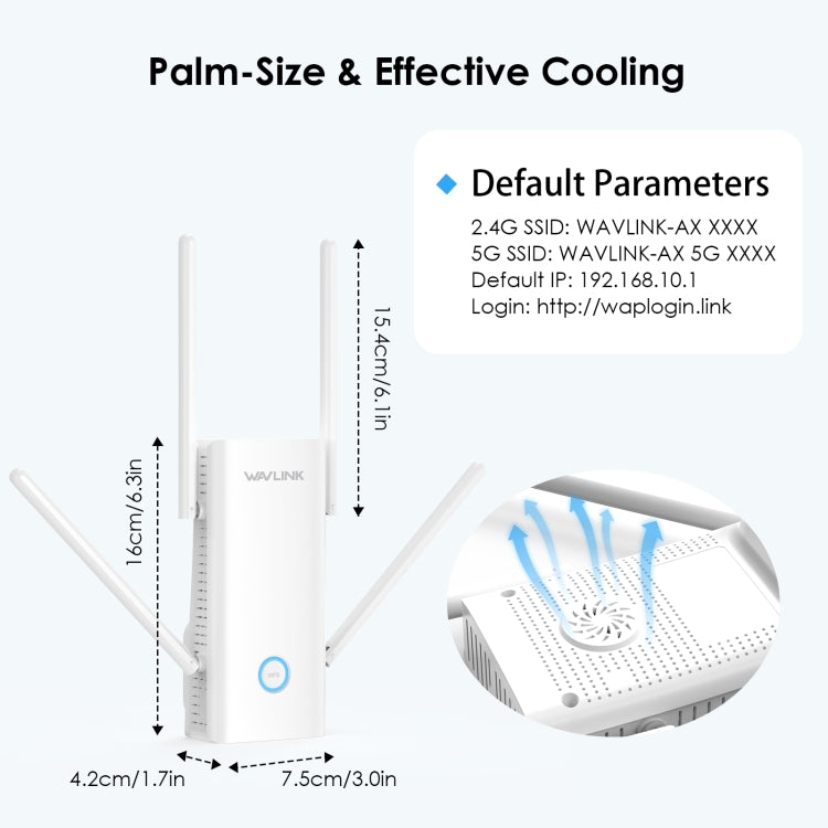 Wavlink WN583AX3 AX3000 Dual Band WiFi Repeater/AP/Router/Mesh Mode WiFi Extender, Plug:US Plug - Wireless Routers by WAVLINK | Online Shopping UK | buy2fix