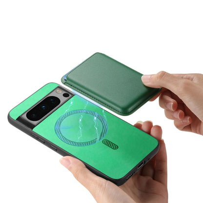 For Google Pixel 9 Retro Magsafe Card Bag PU Back Cover Phone Case(Green) by buy2fix