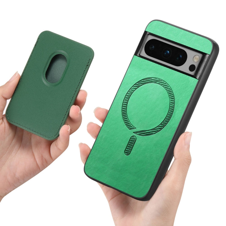 For Google Pixel 9 Retro Magsafe Card Bag PU Back Cover Phone Case(Green) by buy2fix