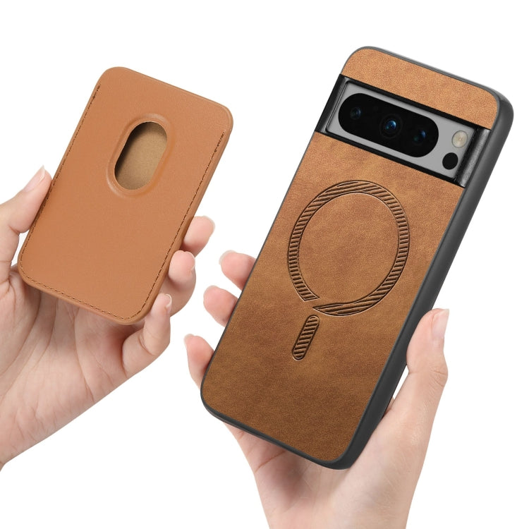For Google Pixel 9 Retro Magsafe Card Bag PU Back Cover Phone Case(Brown) by buy2fix