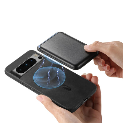 For Google Pixel 9 Retro Magsafe Card Bag PU Back Cover Phone Case(Black) by buy2fix