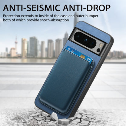 For Google Pixel 9 Pro Retro Magsafe Card Bag PU Back Cover Phone Case(Blue) by buy2fix