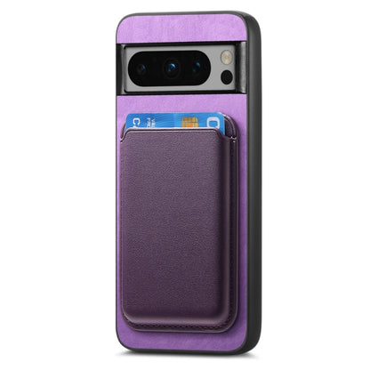 For Google Pixel 9 Pro Retro Magsafe Card Bag PU Back Cover Phone Case(Purple) by buy2fix