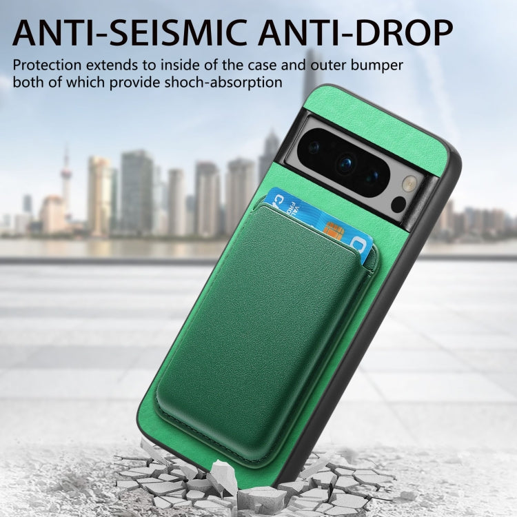 For Google Pixel 9 Pro Retro Magsafe Card Bag PU Back Cover Phone Case(Green) by buy2fix
