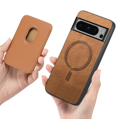 For Google Pixel 9 Pro Retro Magsafe Card Bag PU Back Cover Phone Case(Brown) by buy2fix
