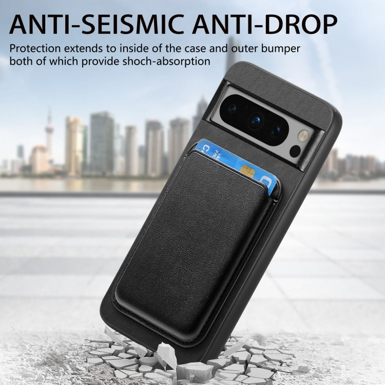 For Google Pixel 9 Pro Retro Magsafe Card Bag PU Back Cover Phone Case(Black) by buy2fix