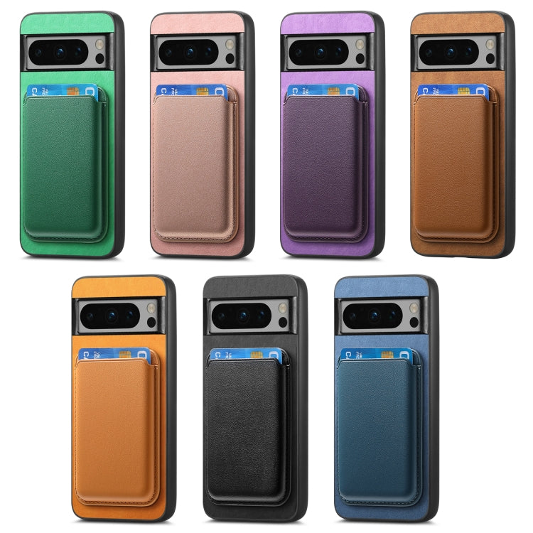 For Google Pixel 9 Retro Magsafe Card Bag PU Back Cover Phone Case(Purple) by buy2fix